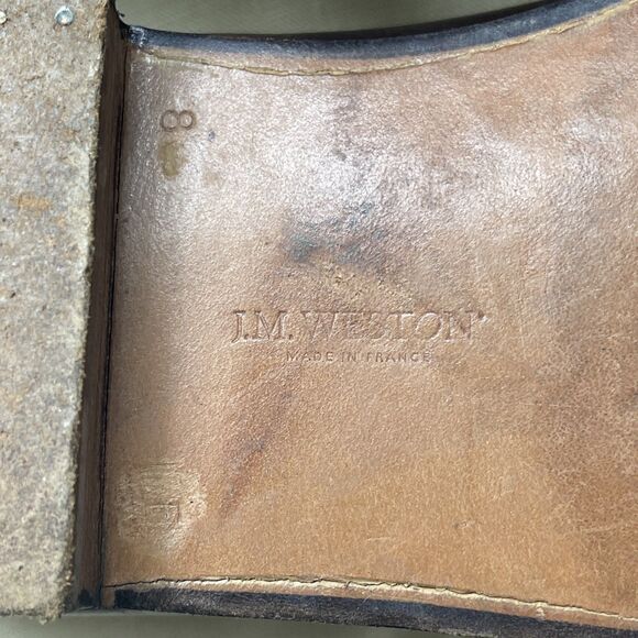 J.M. Weston 180 Loafers Brown Boxcalf Made In France size 8 w/ shoe trees - Picture 5 of 8